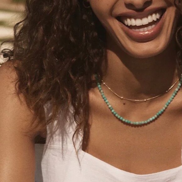 Gorjana Jewelry - GORJANA CARTER GEMSTONE NECKLACE - BLUE AMAZONITE